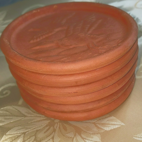 Other - Vintage Terracotta Coasters S/6